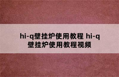 hi-q壁挂炉使用教程 hi-q壁挂炉使用教程视频